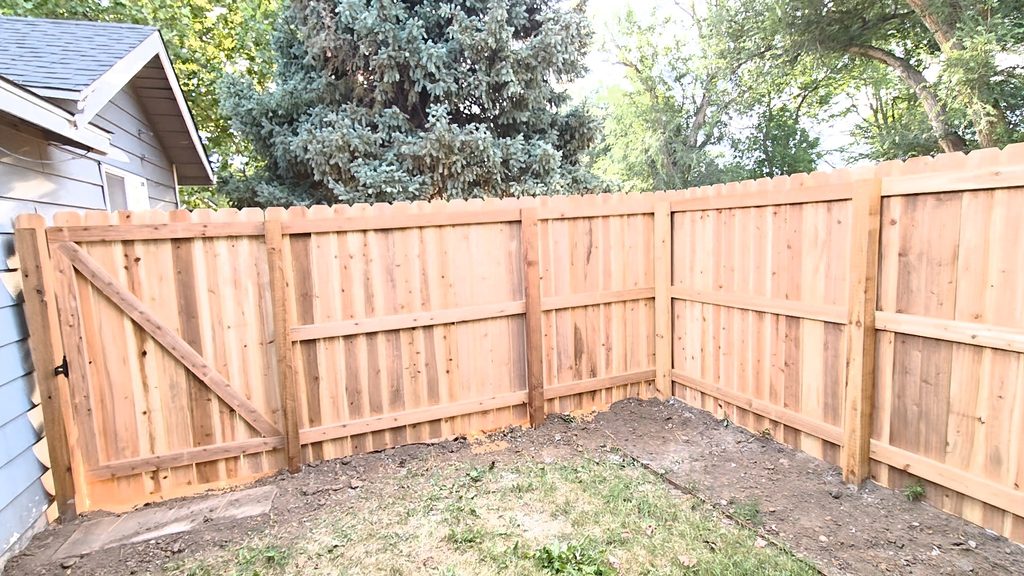 New cedar privacy fence and gate installation